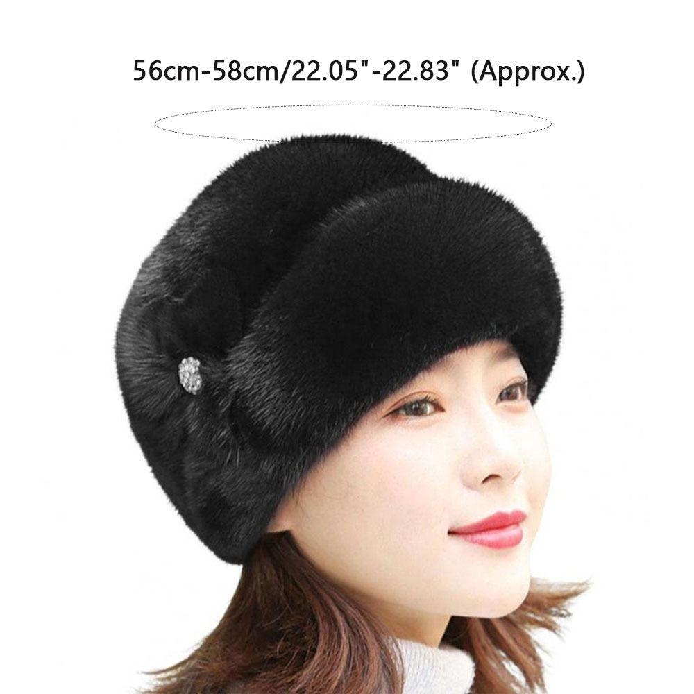 Faux Rabbit Fur Bucket Hats Flower Decor Middle-aged Cap Fashion Thermal Hat  Autumn Winter