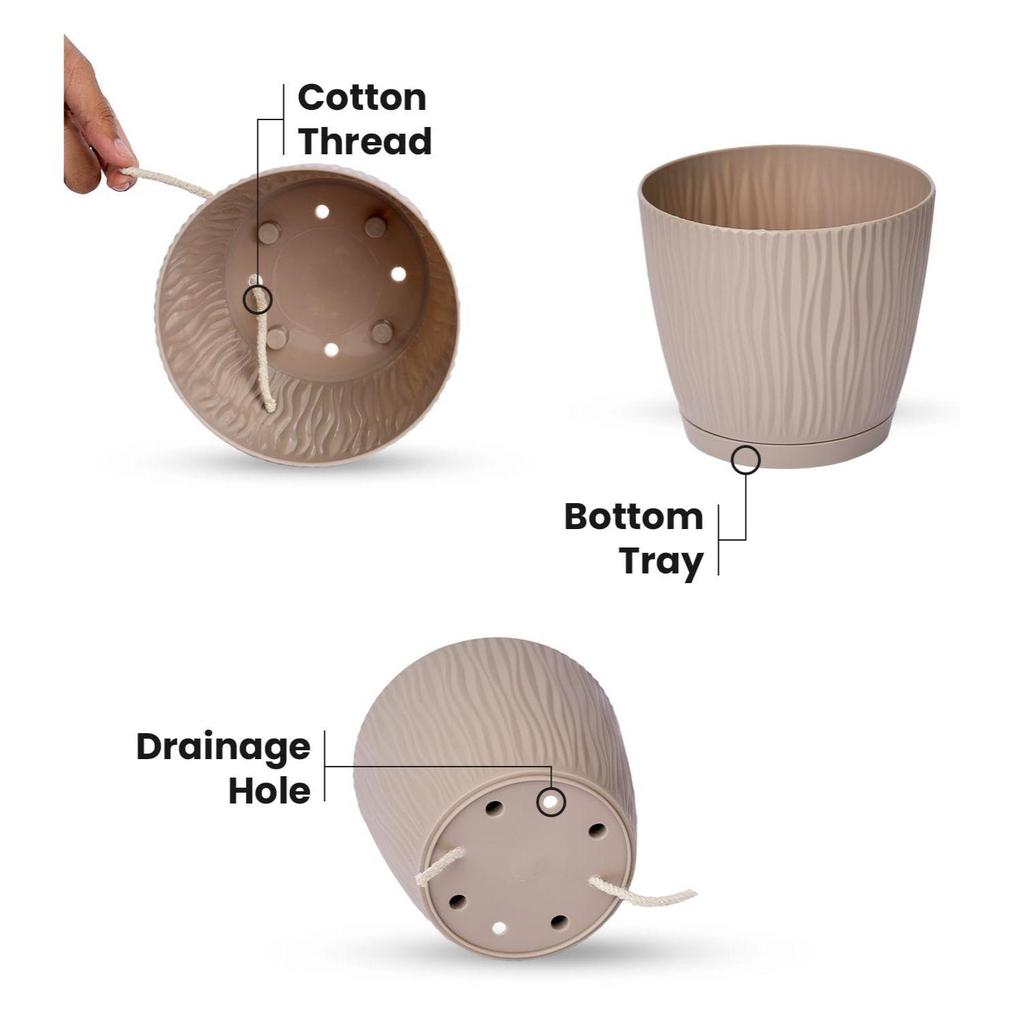 Набор из 8 самополивающихся цветочных горшков для гостиной и домашнего декора | Пластиковые горшки для растений для дома, балкона и сада