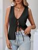 Women's Tie Front Ribbed Knit Sweater Vest Sleeveless Y2K Summer Tank Top