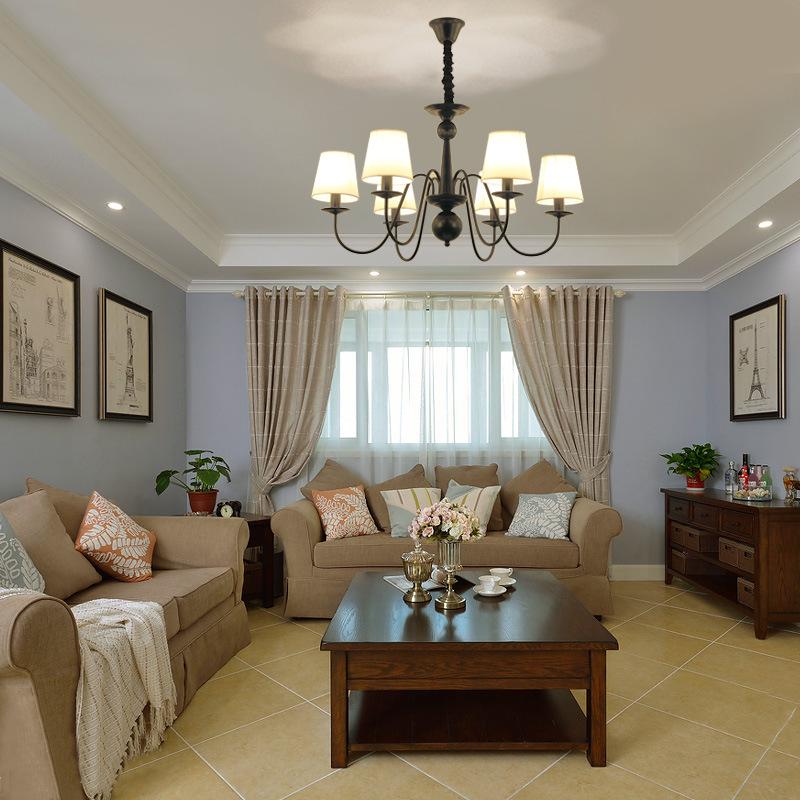 Черная ретро кованая люстра для гостиной, столовой или спальни