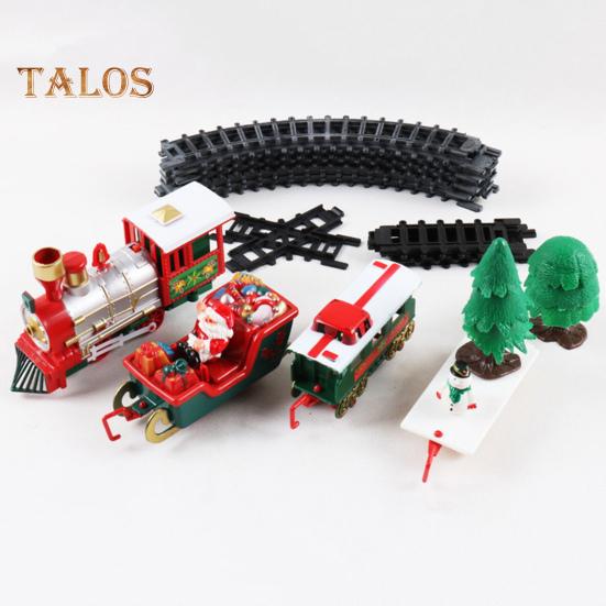 1 набор рождественских электрических игрушечных поездов с вагонами локомотива, обучающая рождественская классическая игрушечная железная дорога со светом и звуком для мальчиков