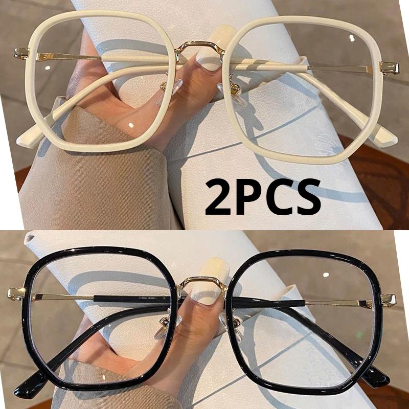 2Pcs Women'S Anti Blue Light Myopia Glasses Fashionable Ultra Light Large Frame Glasses Personalized High-End Myopia Glasses