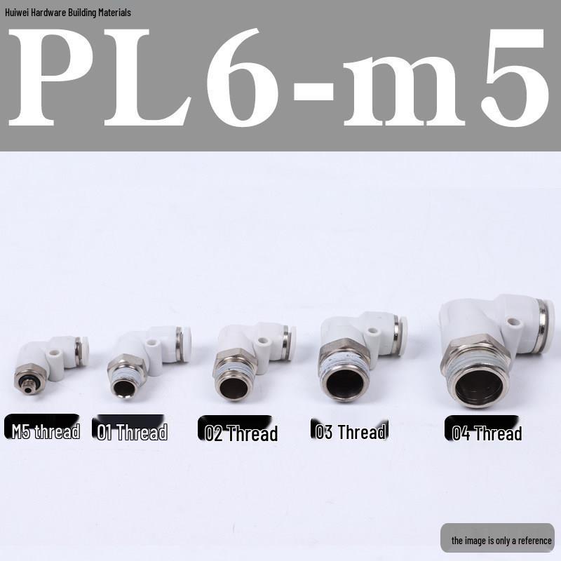 Быстроразъемное соединение для пневматической трубки: PL8-02, 4-M5, 6-01, 10-03, 12-04 Резьбовой угольник
