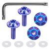 HiLiBoom M6 Anti-Theft Screws Titanium Alloy Snowflake Design Car License Plate Bolts Set of 2 (4 Blue)