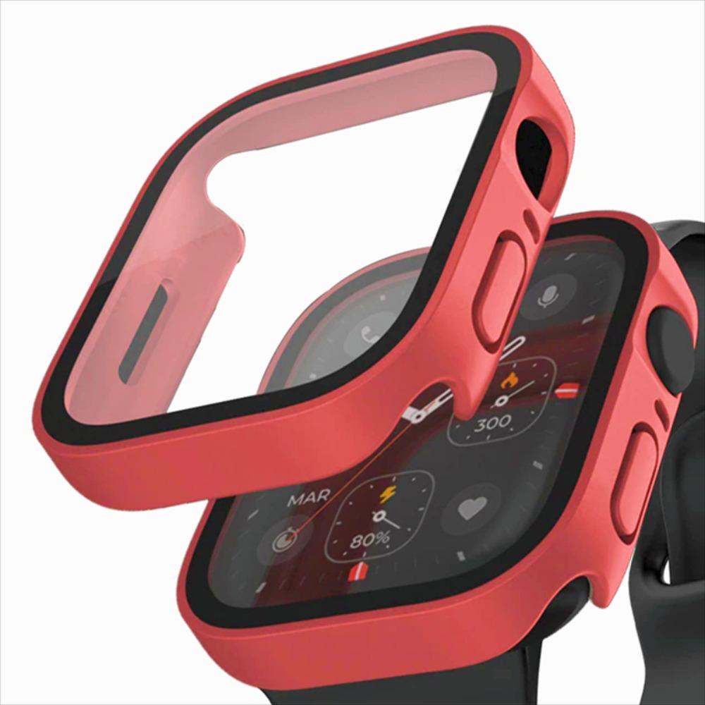Водонепроницаемый чехол с гальваническим покрытием + Стекло для Apple Watch 11 10 Чехол 46мм 42мм 45 41 44мм Защитное стекло для iWatch 9 8 7 6 5 4 SE