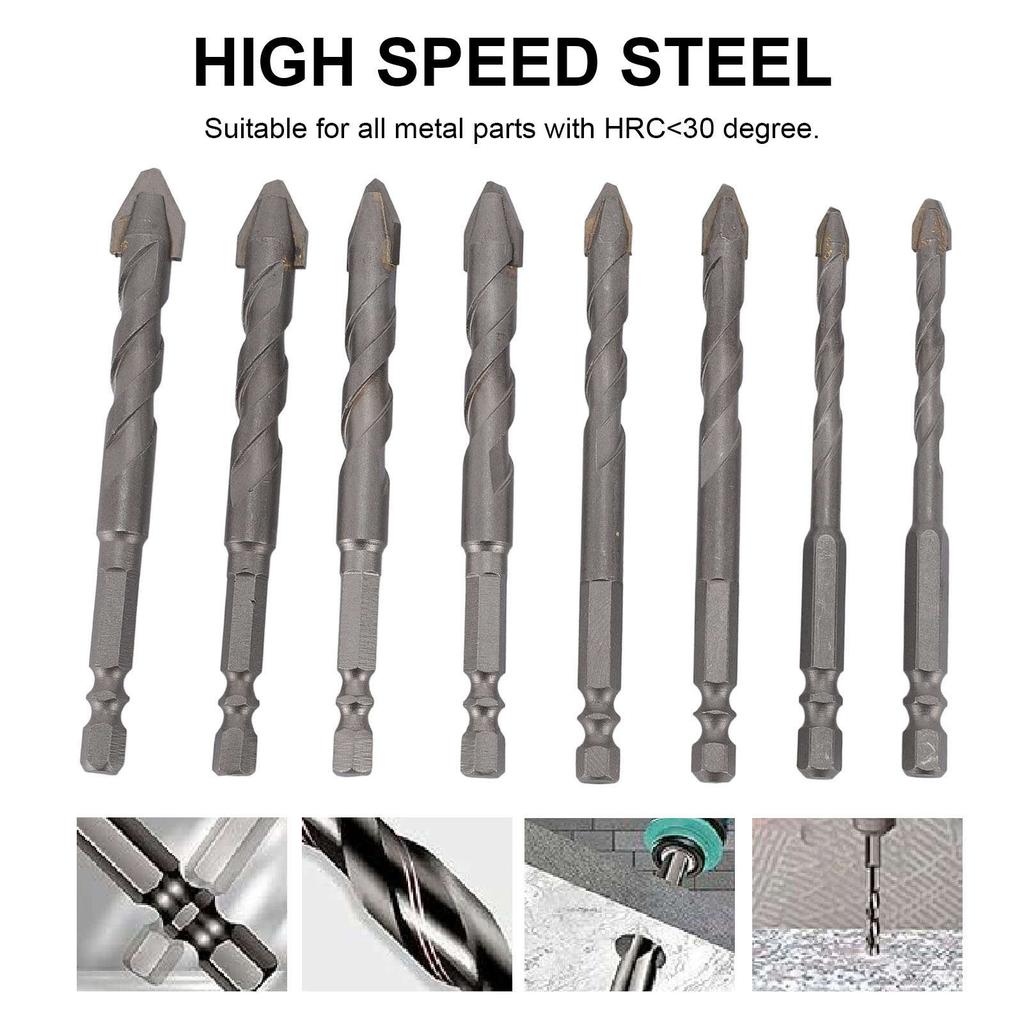 8 шт. Высокопрочное эксцентриковое сверло скрученное многофункциональное твердосплавное шестигранное сверло с косой головкой для стен плитки
