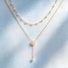 New Elegant Imitation Pearl Camellia Double-layer Tassel Necklace for Women, Versatile Daily Collarbone Chain, Niche Design Neck Chain