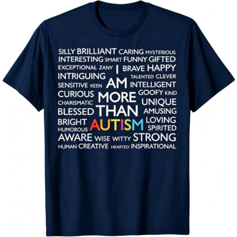 Funny Autism Letters Print Kids T-Shirts Summer Fashion Street Outdoor Casual T-shirt Tops for Boy and Girl's Tees Top
