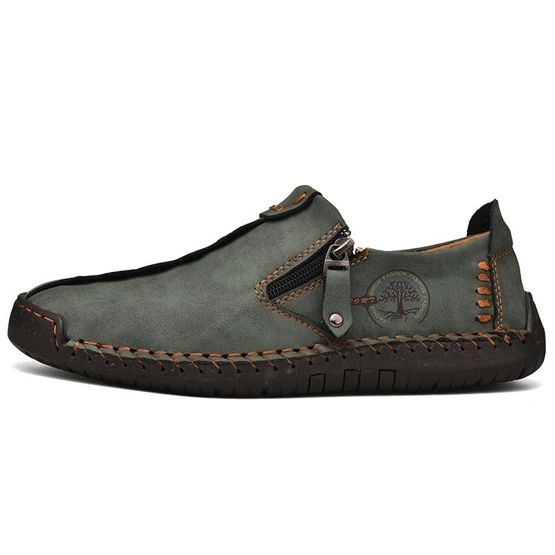 Удобная кожаная мужская обувь, повседневная мужская обувь без шнуровки, качественная кожаная обувь, мужские мокасины на плоской подошве, большие размеры