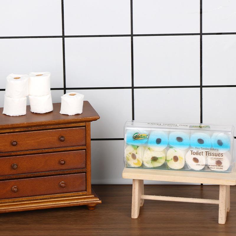 1/12 Dollhouse Miniature Toilet Paper Roll Set Mini Bathroom Tissue Model Doll House Decor Accessories