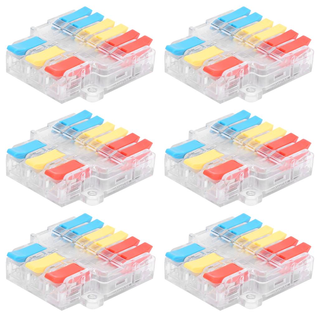 10 шт. клемм кабельного разъема прозрачный 3-входной 6-выходной зажим для провода LT-636 0,5-6,0 мм²