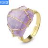 Natural Crystal Golden Wiir Wrap Ring Crystals Adjustable Ring Creative Gift for Women