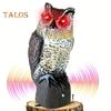 Owl Garden Statue Solar Light Induction Eyes Owl Sculpture Making Sound Figurines Indoor Outdoor Home Office Halloween Decoration Animal Ornament