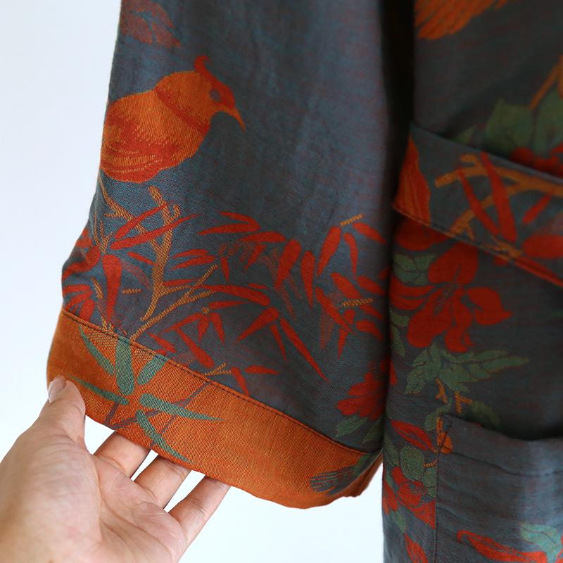 Женская юката из жаккардового хлопка в стиле ретро: Легкая ночная рубашка и пижама в стиле кимоно на весну/осень.