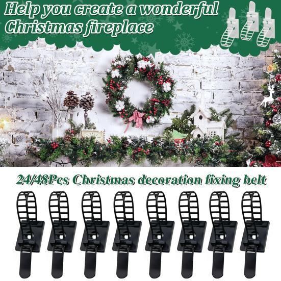 24/48 шт. рождественская гирлянда, вешалка, регулируемые крючки для гирлянд, держатель для рождественских чулок, многоразовые клейкие ремни для декора камина и окна