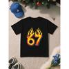 Европейские размеры Flame Six Seven" Принт с буквами/мультфильмами, Короткорубашка для мальчиков, Прохладная и дышащая для весенне-летнего сезона