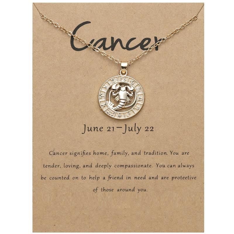12 Zodiac Signs 3D Image Pendant Necklace Ins In Stock Zodiac Card Collarbone Chain