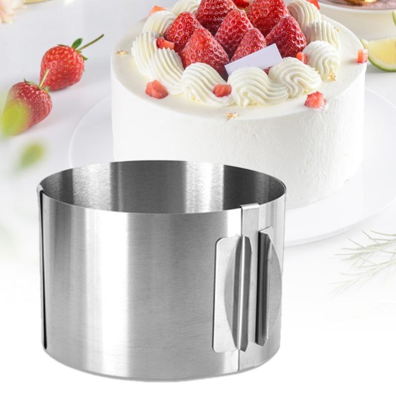 Кольца для мусса из нержавеющей стали, круглые формы со шкалой, нержавеющая регулируемая форма для выпечки, нержавеющий инструмент для украшения торта