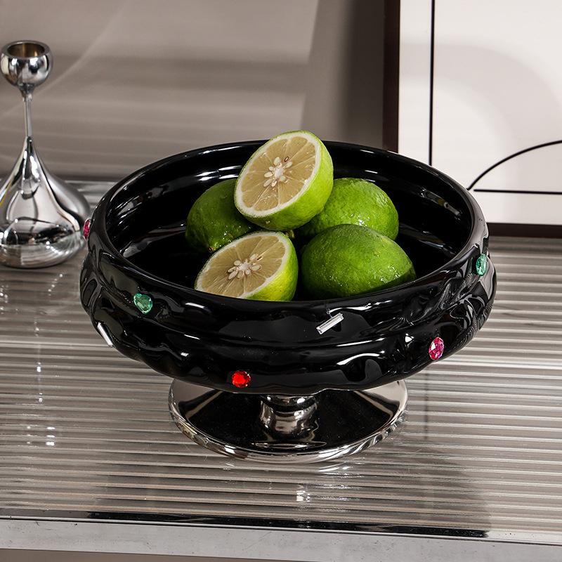 Главная Гостиная Фруктовая тарелка Креативная керамическая фруктовая тарелка на высоких ножках Свадебная вечеринка Закуски Десертная тарелка Высококачественная посуда