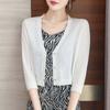 Women Sweaters Cardigans 2025 Autumn Winter V-Neck Black White Knitted Sweater Women Tops Cardigan JJ154