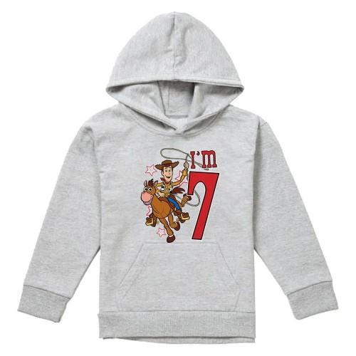 Toy Story Childrens/Kids I'm 7 Woody Heather Birthday Pullover Hoodie