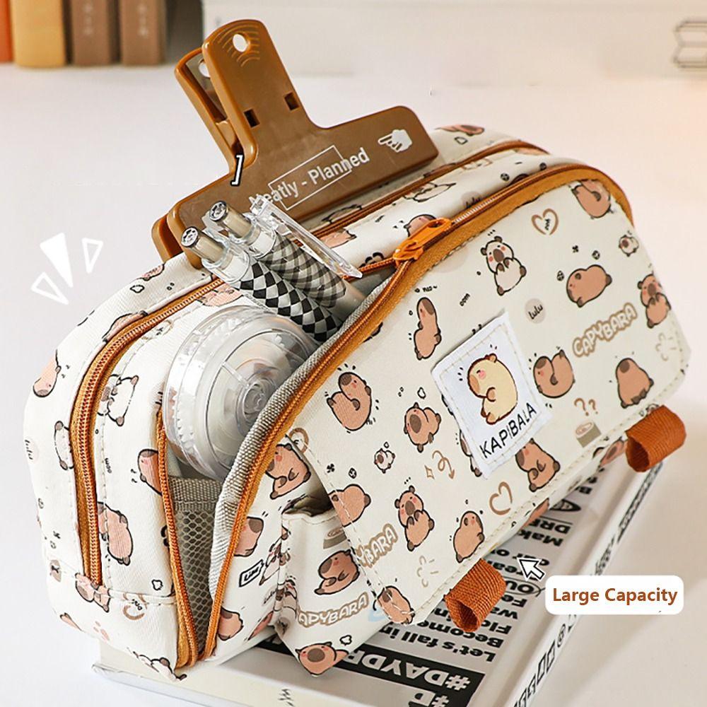 Сумка-пенал для канцелярии Капибара Трехслойный пенал Креативный пенал для ручек Мальчики/Девочки