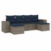6 Piece Garden Sofa Set with Cushions Gray Poly Rattan