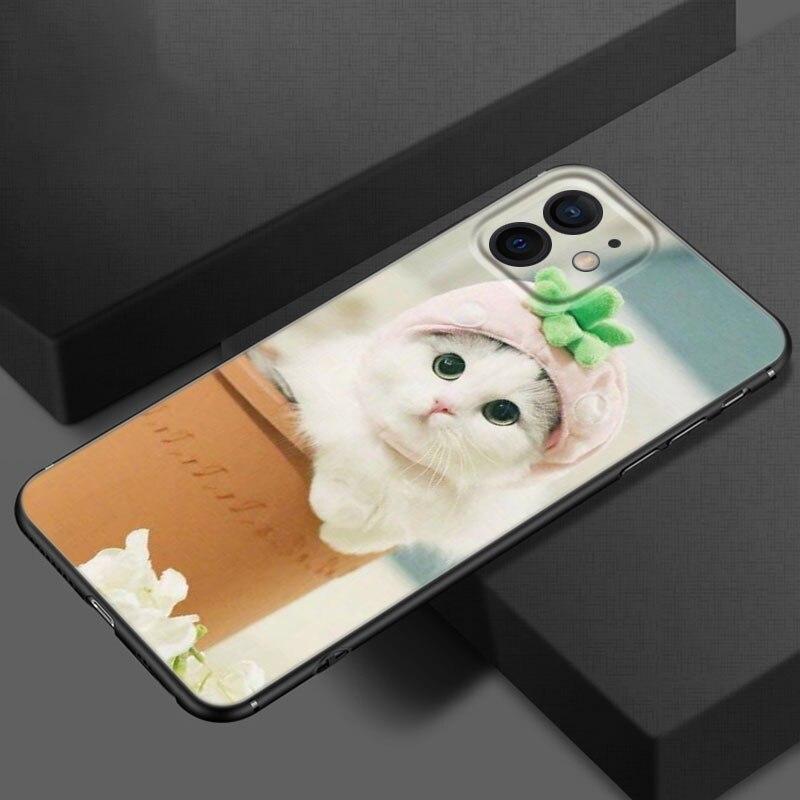 Чехол для телефона с забавным котом и собакой для Apple iPhone 13 12 Mini 11 Pro XS Max X XR 8 7 6S 6 Plus SE 2020 5S 5, мягкий черный чехол из ТПУ