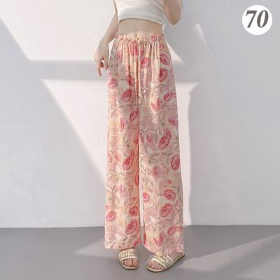 Летние тонкие брюки с принтом, с высокой посадкой, универсальные, прямые, свободные, повседневные, хлопковые, широкие, защищающие от комаров, для женщин