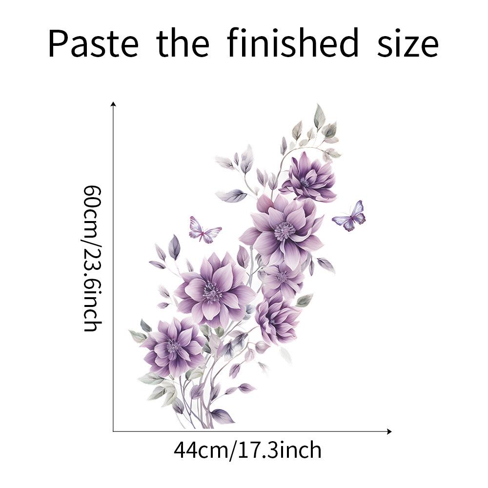 35*60 см съемные фиолетовые цветы бабочки настенные наклейки для спальни гостиной ванной комнаты стеклянное зеркало украшение