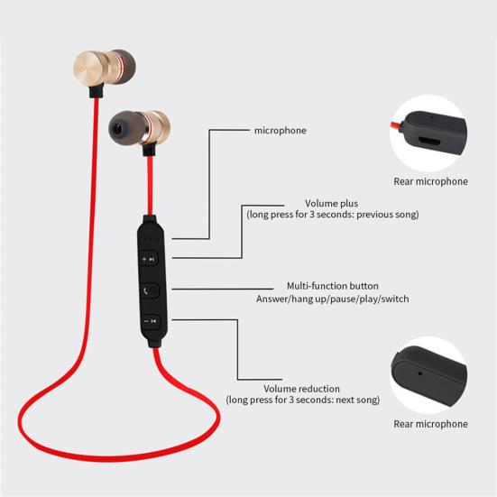 XT6 Magnetic Bluetooth-compatible In-Ear Wireless Earphone HiFi Stereo Sports Headphone