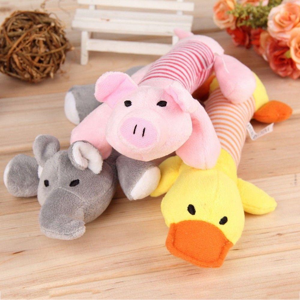 Cute Puppy Squeaky Plush Dog Toys Pig Elephant Duck Chew Squeaker