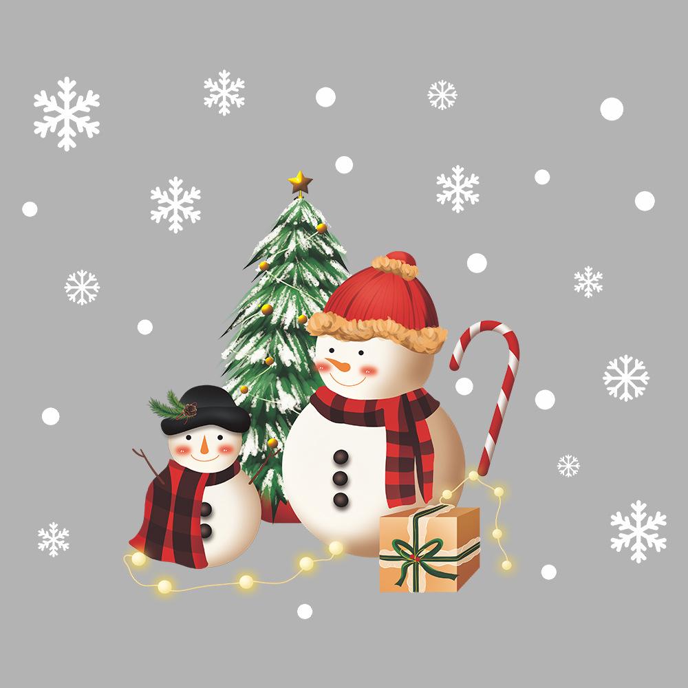 Санта-Клаус Рождественская елка украшена снежной атмосферой Стеклянные окна Наклейки на окна