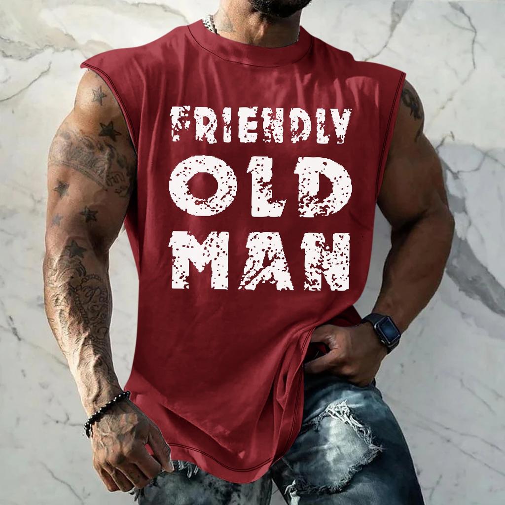 Летний мужской однотонный поглощающий пот дышащий жилет без рукавов с принтом и расширяющимся плечом