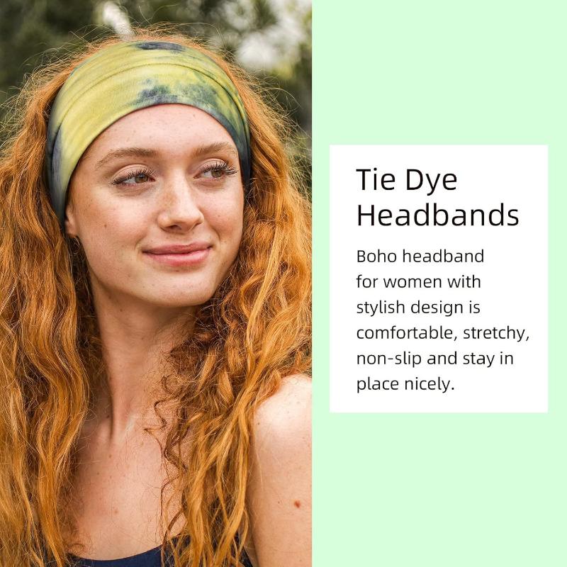 Yoga Sports Headband Elastic Non-slip Wide Headband Tie-dye Headband Exercise Running Sweat-absorbent Women's Headband