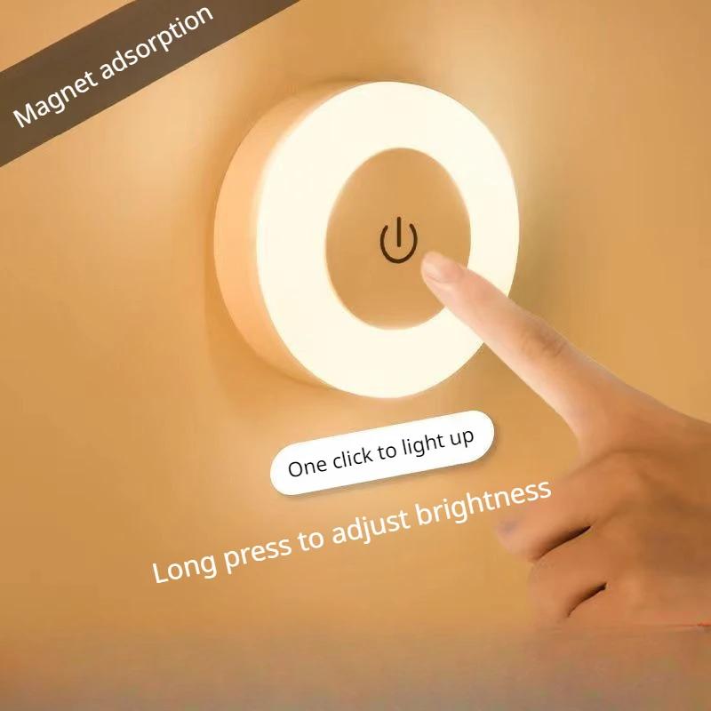 Energy Saving USB Rechargeable Night Light, Magnetic Wall Light for Bedroom, Aisle, Room, Portable Round LED Night Lamp Sensor