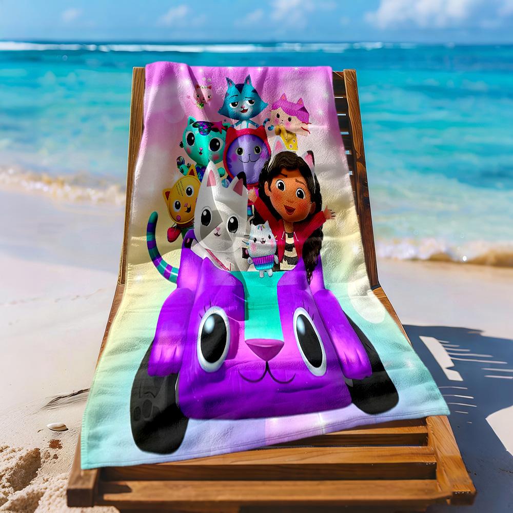 Cartoon Cute Gabbys4 Beach Towel High Absorbency & Quick-Dry Comfortable Lightweight Suitable for Swimming, Gym, Camping, Yoga Vacation