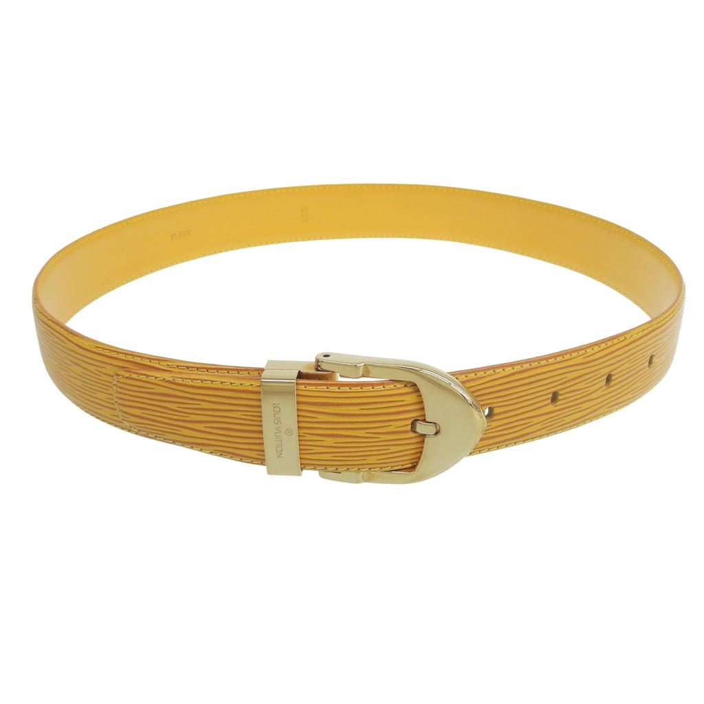 Отличный ремень LOUIS VUITTON Saintur желтый Epi Кожа мужской R10051 Б/у