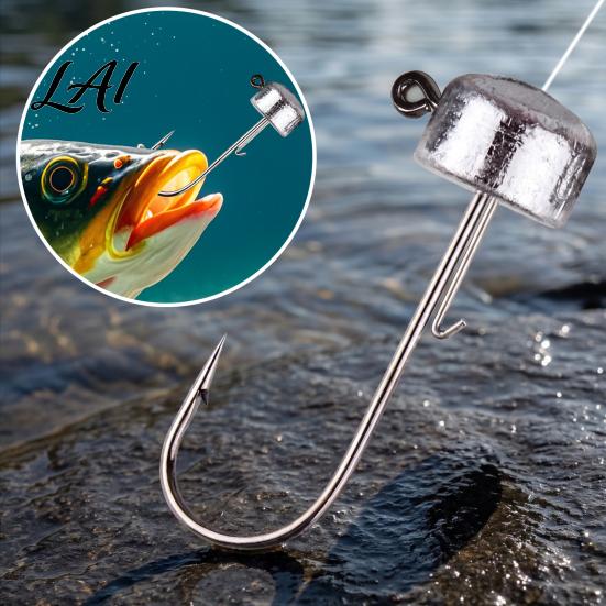 Bass Fishing Hooks 50Pcs Metal Set 3.5/5/7/10/14g Jig Head Hook Heavy Tackle Accessories Duty Fish Hook with Barbs for Freshwater Saltwater Set