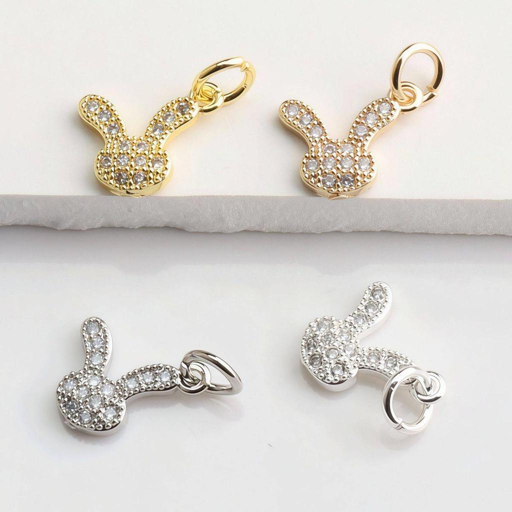 14K Gold Plated Zircon Rabbit Pendant for DIY Bracelets and Necklaces