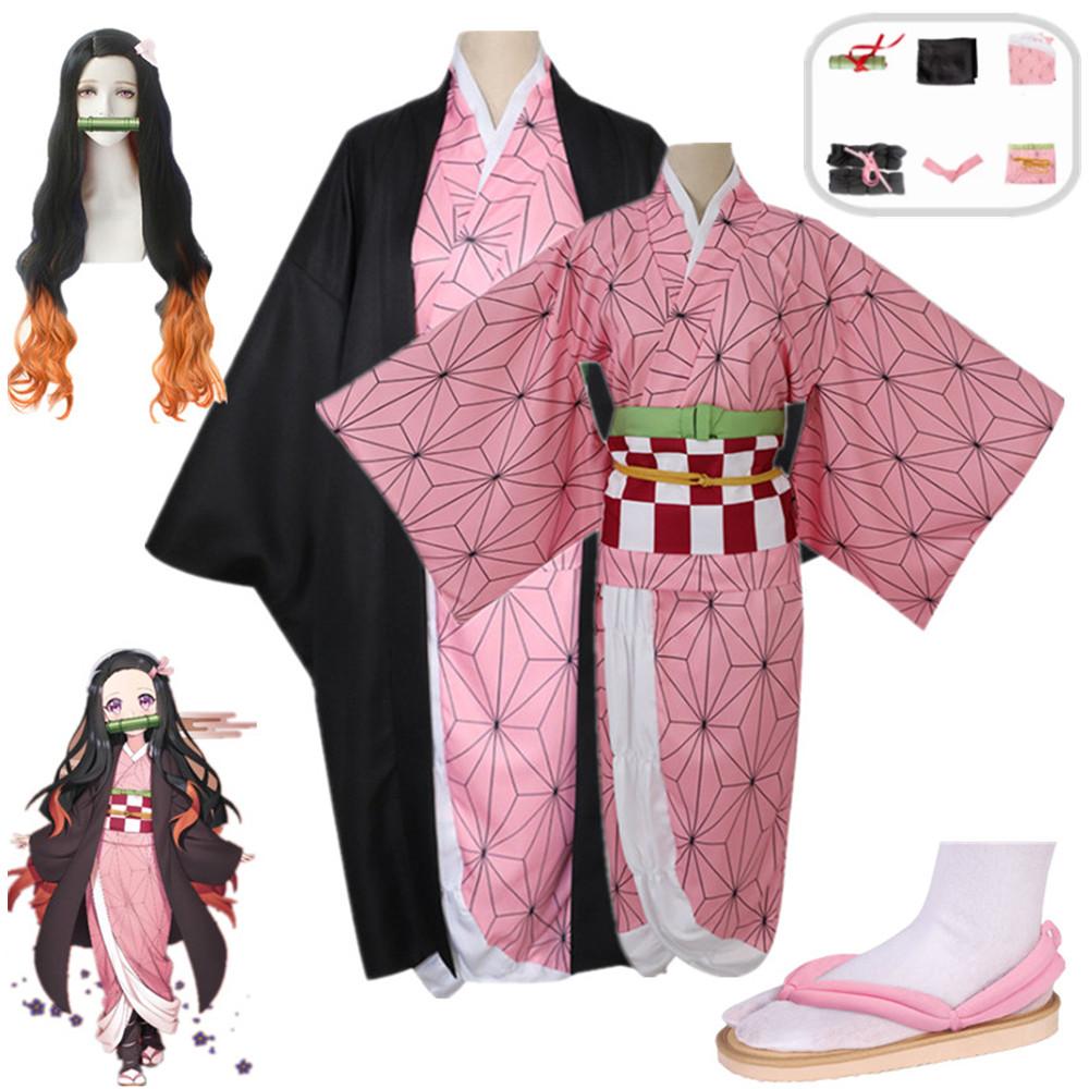 Kamado Nezuko Cosplay Anime Demon Slayers Costume Kimono Suit Women Kimetsu No Yaiba Kisatsut Halloween Carnival Praty Clothes