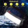 COB LED Headlamp USB Rechargeable Headlight Built-in Battery 3 Modes Waterproof Floodlight for Outdoor Camping Hiking Fishing