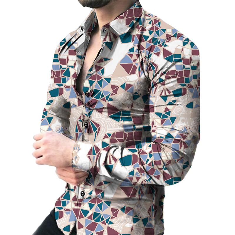 3D Geometric Print Casual Shirt for Men
