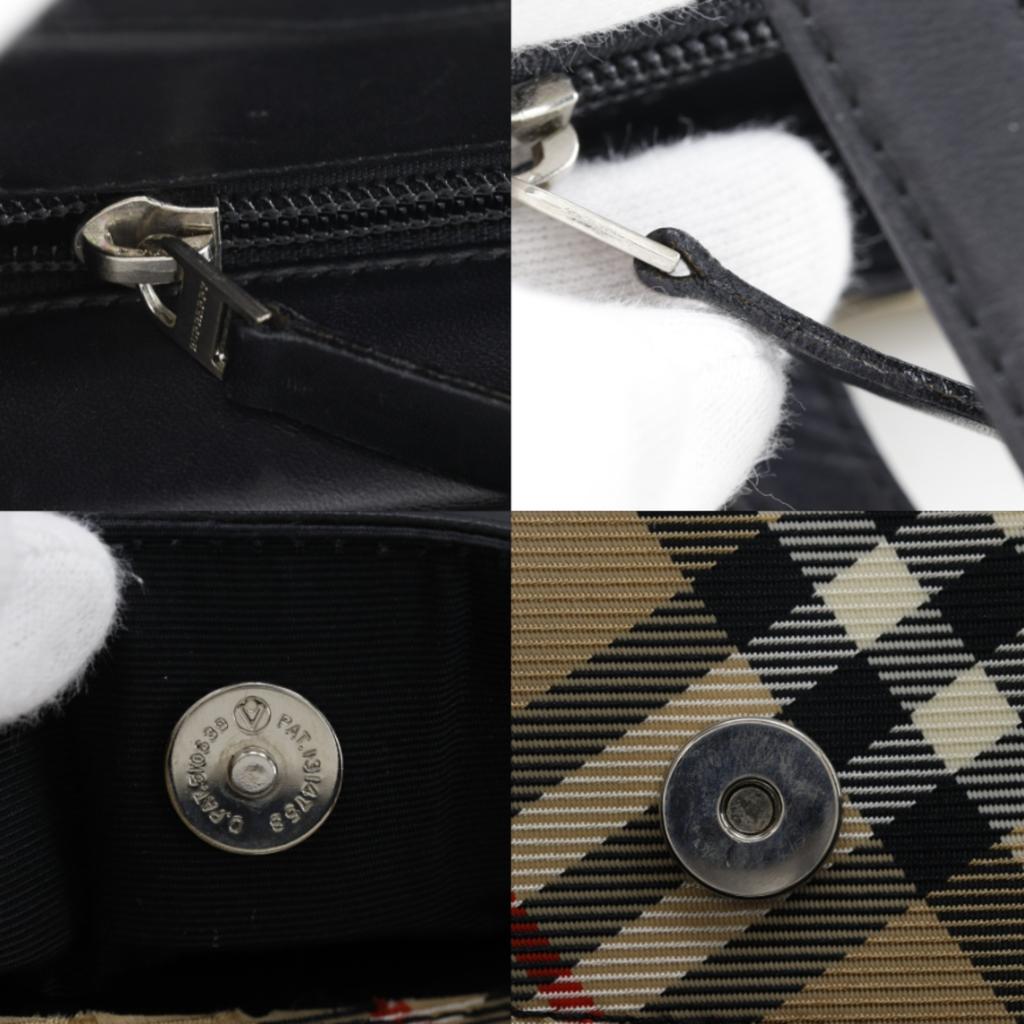 BURBERRY Nova Check Tote Bag black leather/Nylon canvas Women Used