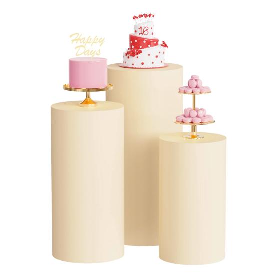 3 шт./компл. чехол для подставки под цилиндр из полиэстера, чехол для подставки под цилиндр, однотонный тканевый чехол для праздничного постамента, подставки под пьедестал, декора на день рождения и свадьбу