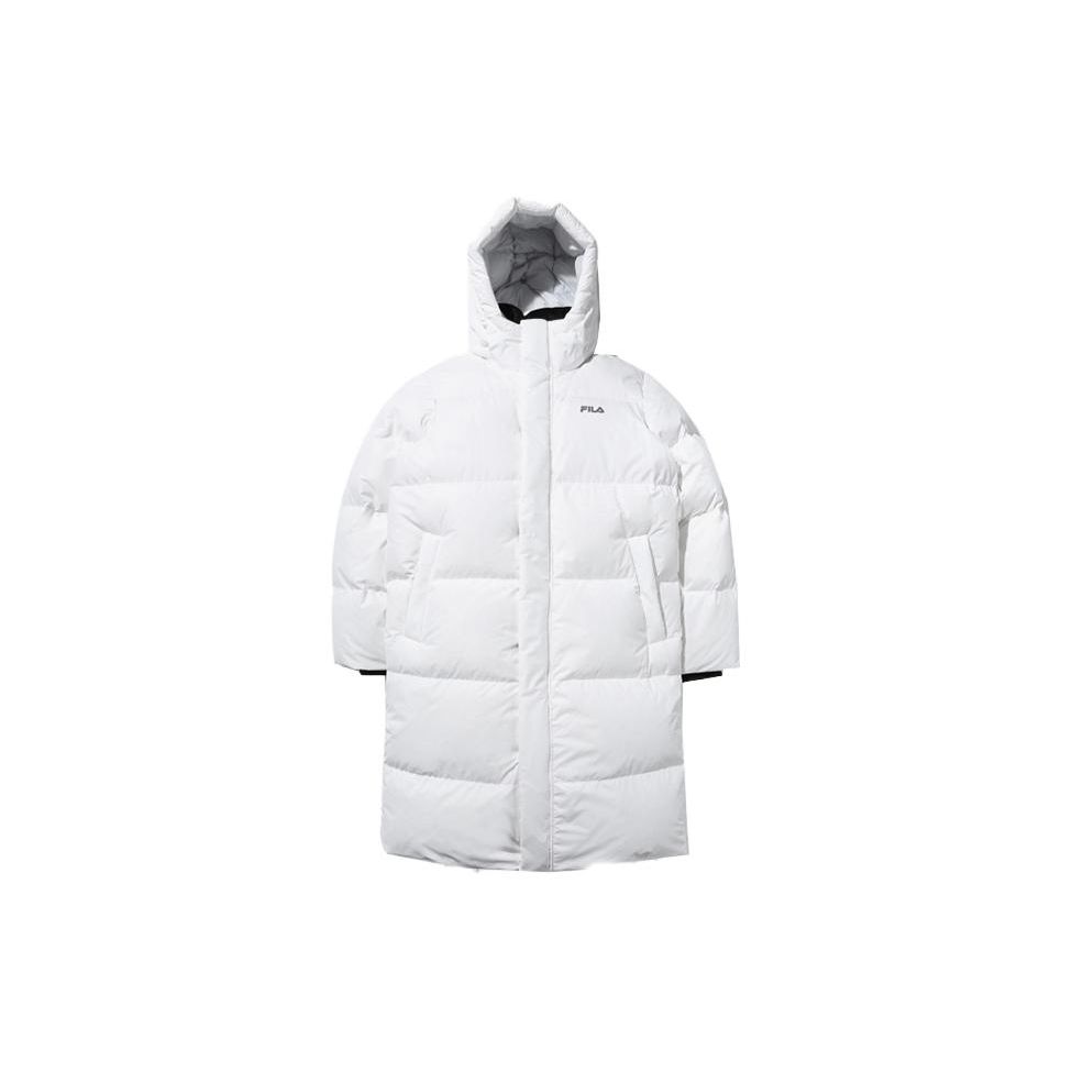 Fila Однотонная длинная повседневная пуховая куртка с капюшоном женская верхняя одежда Белая FE2DJD6110X-OWH