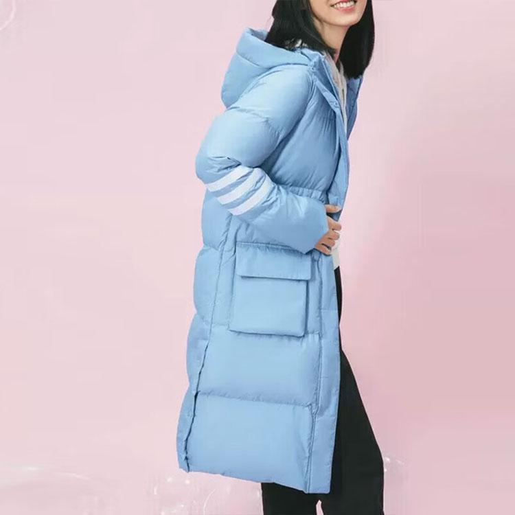 Adidas Neo повседневный теплый пуховик с капюшоном женская верхняя одежда небесно-голубой H18622
