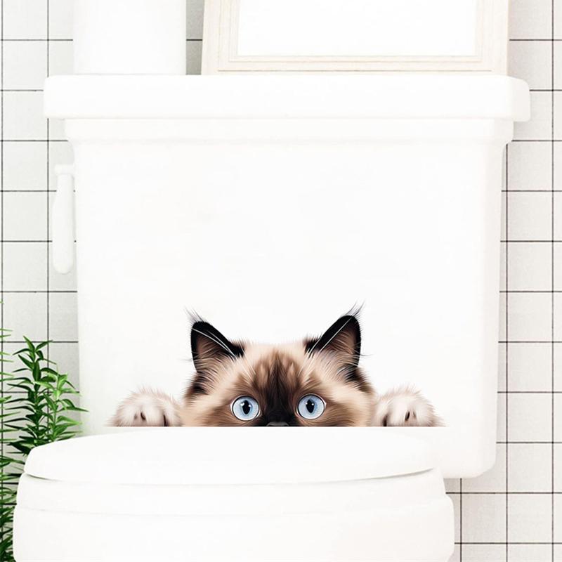 Милый маленький кот наклейка на сиденье унитаза для дома ванная комната унитаз наклейки на дверь наклейки на стену украшение для туалета
