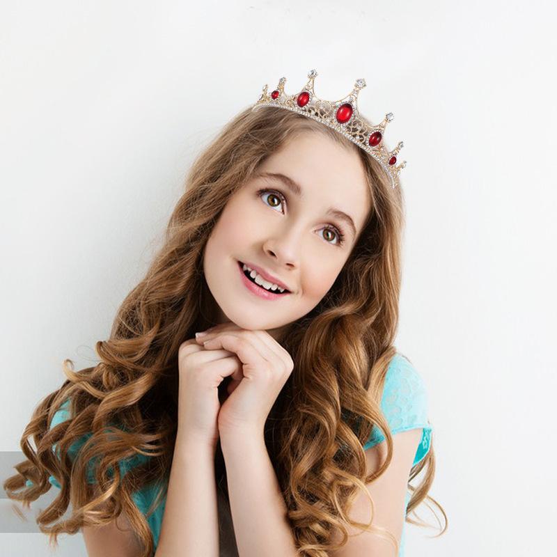 Bridal Tiara Retro Baroque Crown Red Rhinestone Crown Headband Crown Headband Headband Wedding