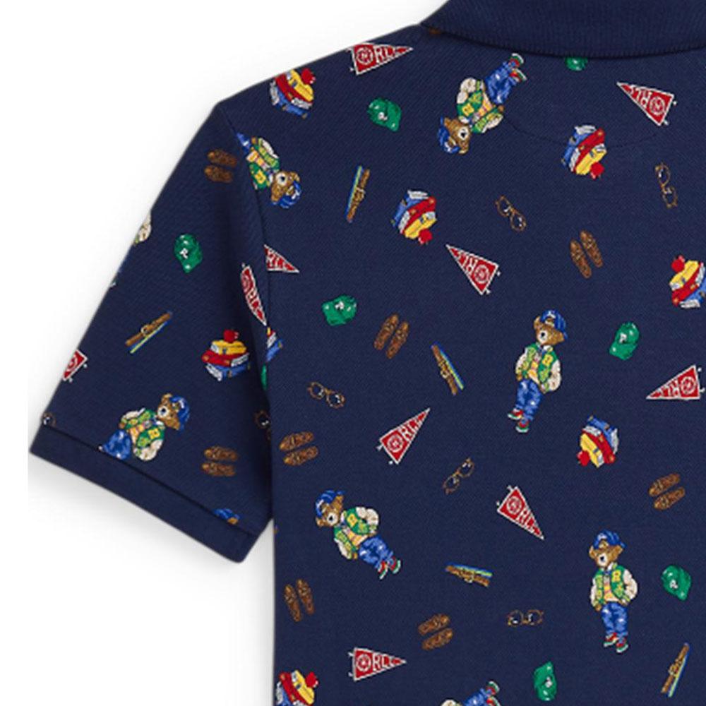 Футболка Polo Ralph Lauren Ss24 Полный принт Принт с животными Прямой крой Короткий рукав Детские топы Синий CWPOKNIY8021217-999